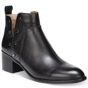 Franco Sarto Richland Black Leather Block-Heel Bootie Sz 6.5